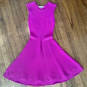 Milly Purple Ribbed Knit Flounce Dress